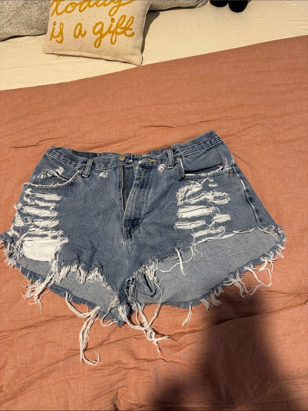 Wrangler shorts custom distressed
